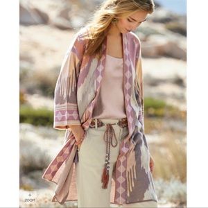 **SOLD** Peruvian Connection Dreamscape Kimono XL Ikat Aztec Long Sweater Pima